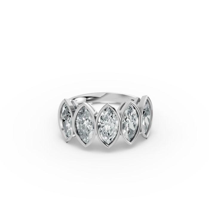 Marquise Shape Diamond Anniversary Band in Gold