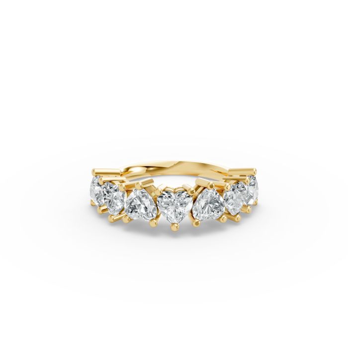 Heart Shape Diamond Anniversary Band in Gold