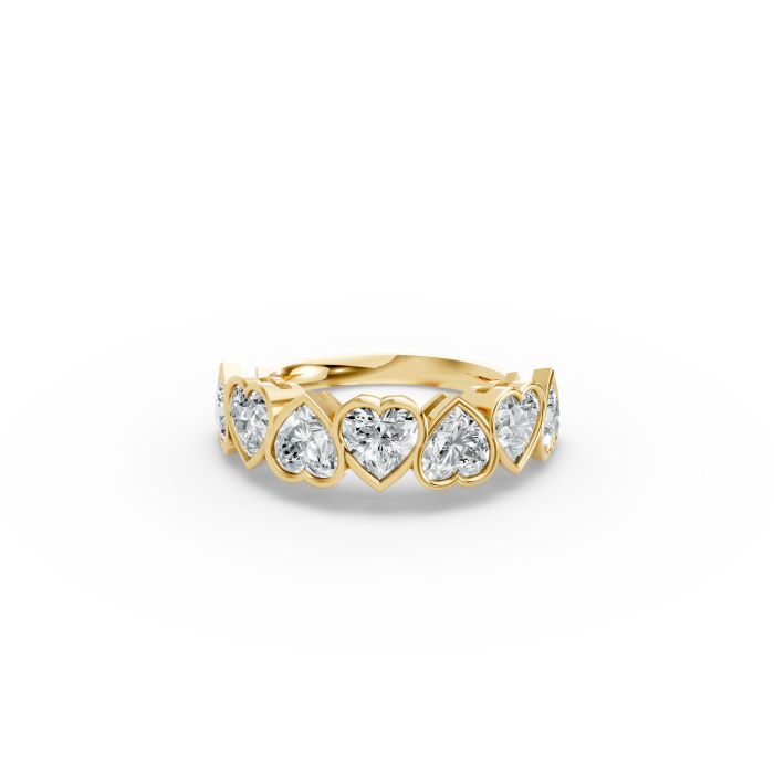 Heart Shape Diamond Anniversary Band in Gold