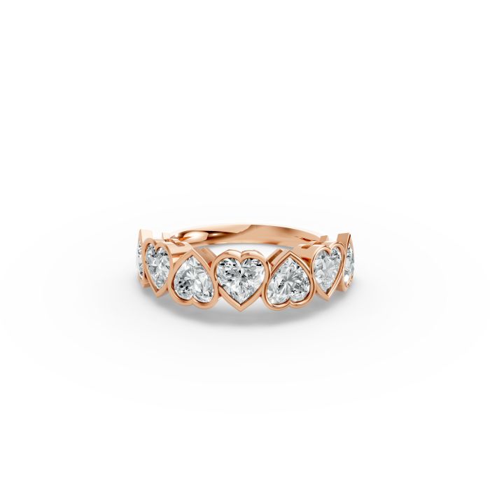 Heart Shape Diamond Anniversary Band in Gold