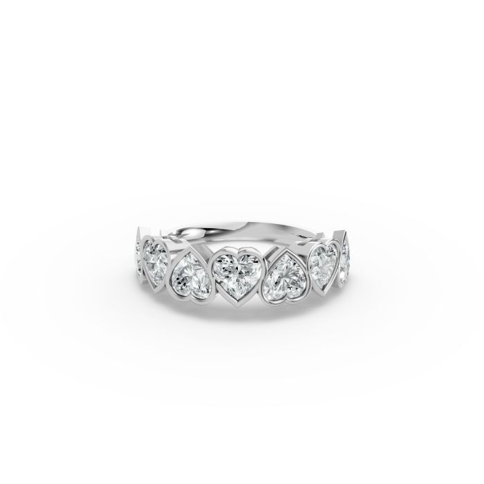Heart Shape Diamond Anniversary Band in Gold