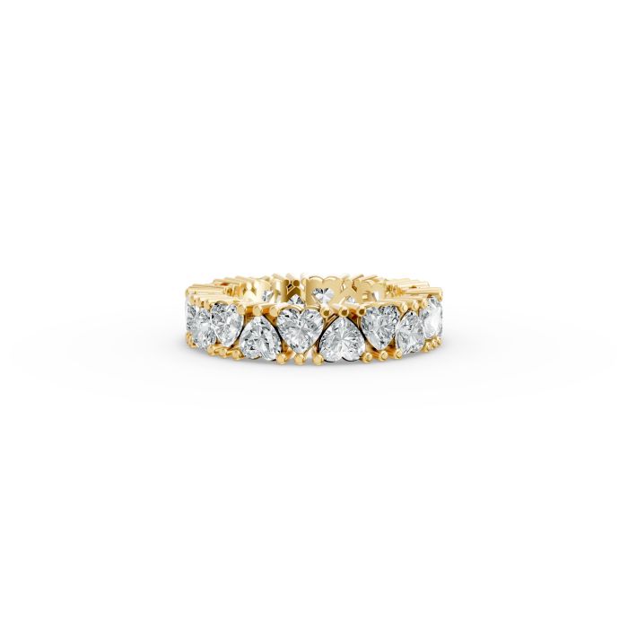 Heart Shape Diamond Eternity Bands in Gold