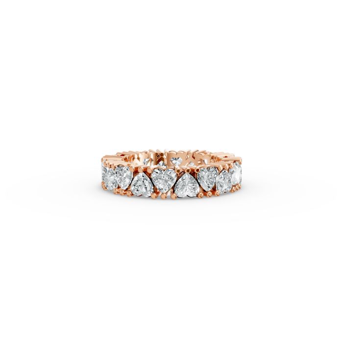 Heart Shape Diamond Eternity Bands in Gold