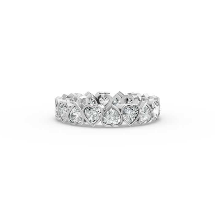 Heart Shape Diamond Eternity Bands in Gold
