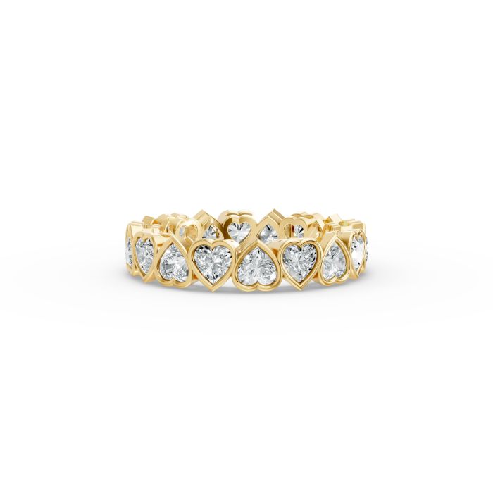 Heart Shape Diamond Eternity Bands in Gold