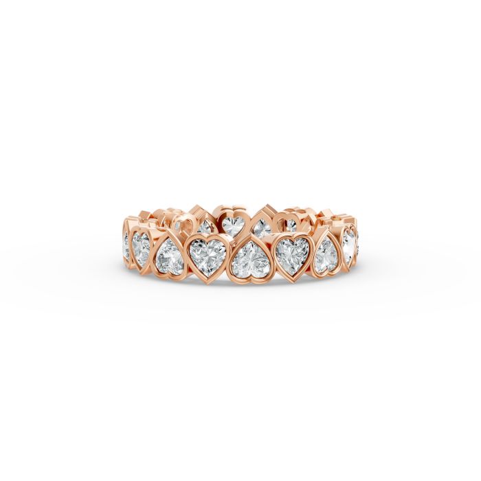 Heart Shape Diamond Eternity Bands in Gold