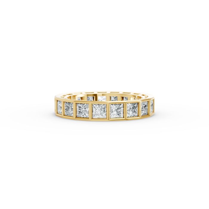 Princess Shape Diamond Eternity Bands in Gold