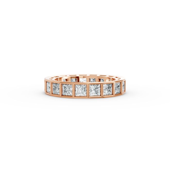 Princess Shape Diamond Eternity Bands in Gold
