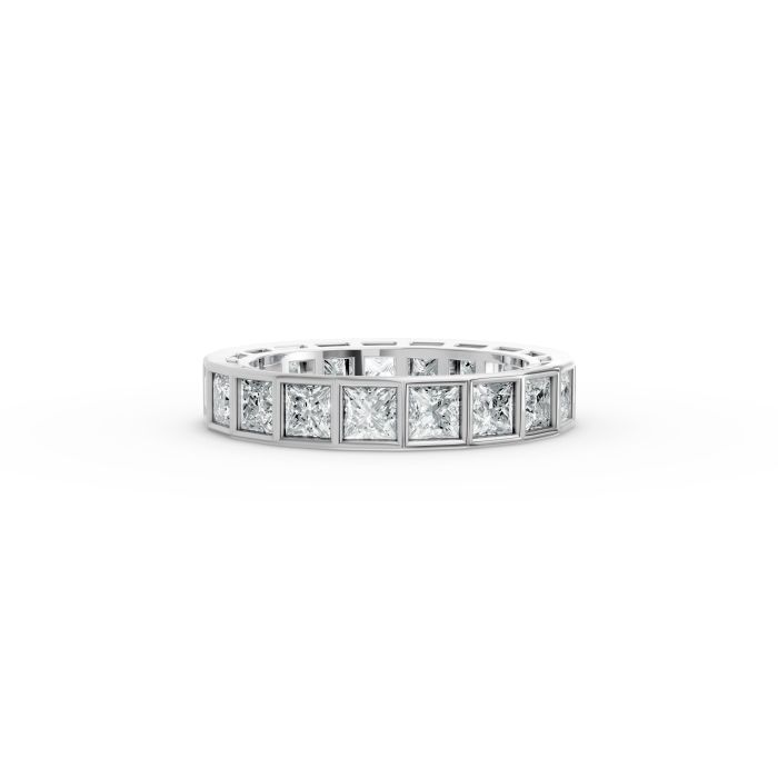 Princess Shape Diamond Eternity Bands in Gold