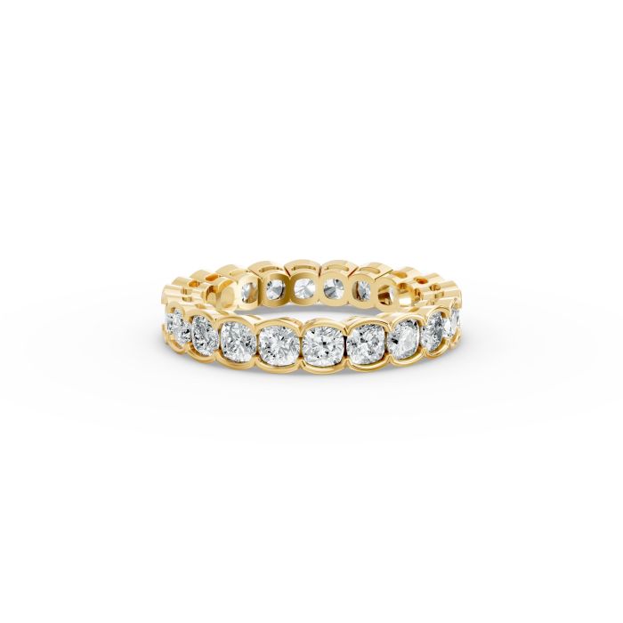 Cushion Shape Diamond Eternity Bands in Gold