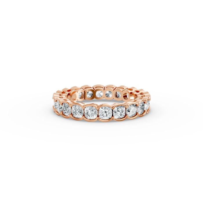 Cushion Shape Diamond Eternity Bands in Gold