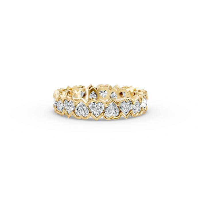 Heart Shape Diamond Eternity Bands in Gold
