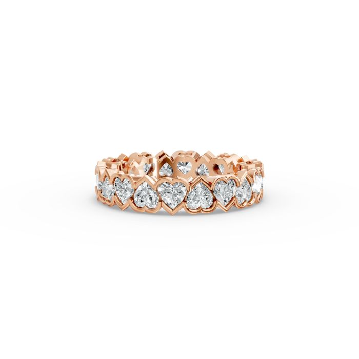 Heart Shape Diamond Eternity Bands in Gold