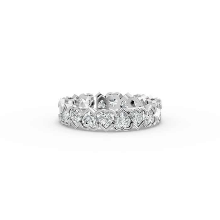 Heart Shape Diamond Eternity Bands in Gold