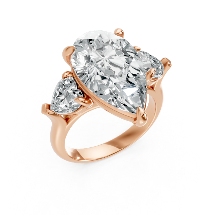 Pear Shape 14K White Gold 3-stone Bridal Rings