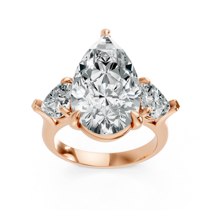 Pear Shape 14K White Gold 3-stone Bridal Rings