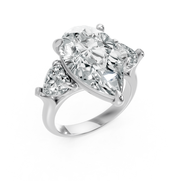 Pear Shape 14K White Gold 3-stone Bridal Rings