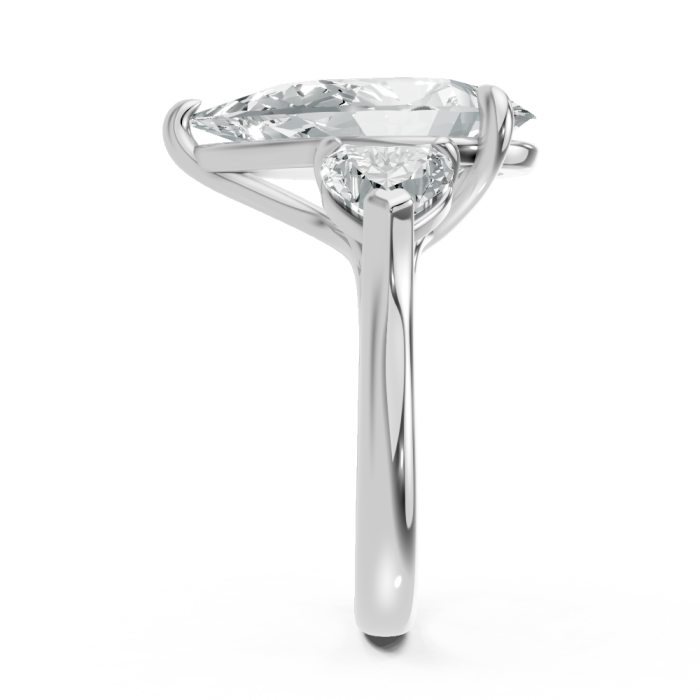 Pear Shape 14K White Gold 3-stone Bridal Rings