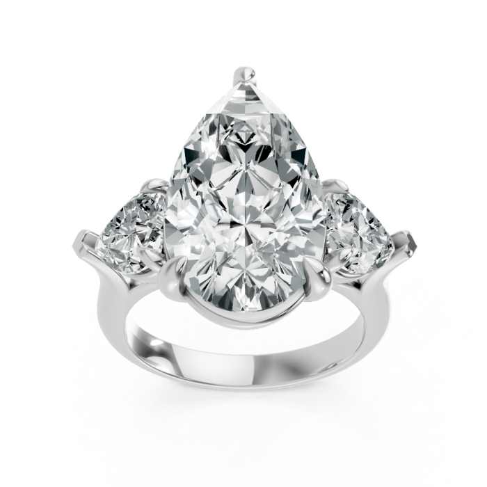 Pear Shape 14K White Gold 3-stone Bridal Rings