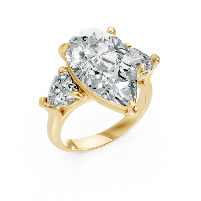 Pear Shape 14K White Gold 3-stone Bridal Rings