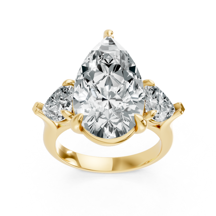 Pear Shape 14K White Gold 3-stone Bridal Rings