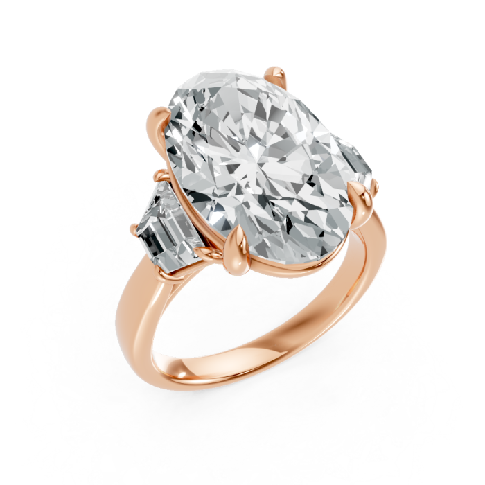 Oval 14K White Gold 3-stone Bridal Ring