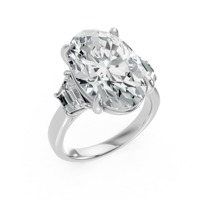 Oval 14K White Gold 3-stone Bridal Ring