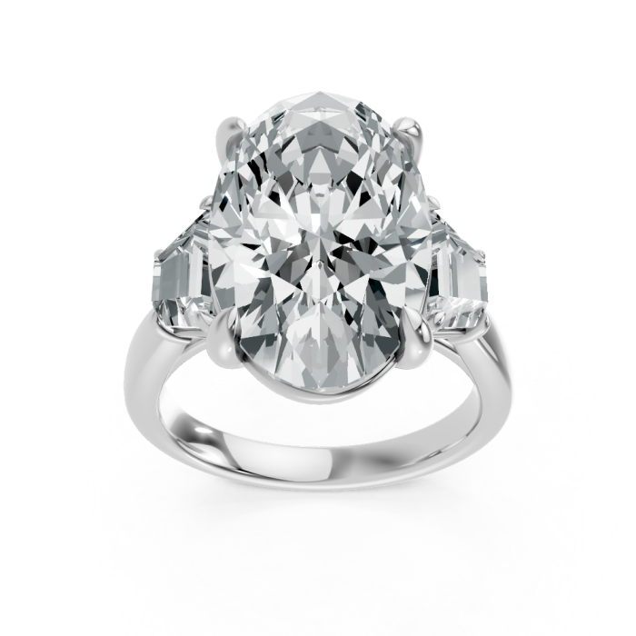 Oval 14K White Gold 3-stone Bridal Ring