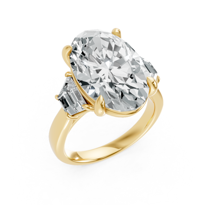 Oval 14K White Gold 3-stone Bridal Ring