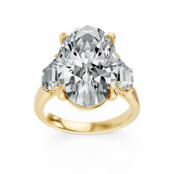 Oval 14K White Gold 3-stone Bridal Ring