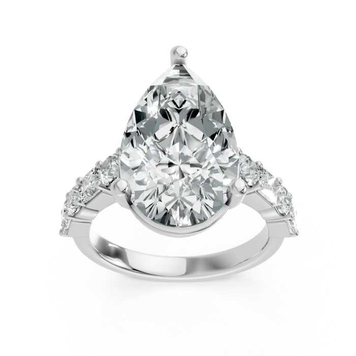 Pear Shape 14K White Gold Fashion Bridal Ring