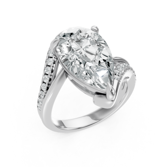 Pear Shape 14K White Gold Fashion Bridal Ring
