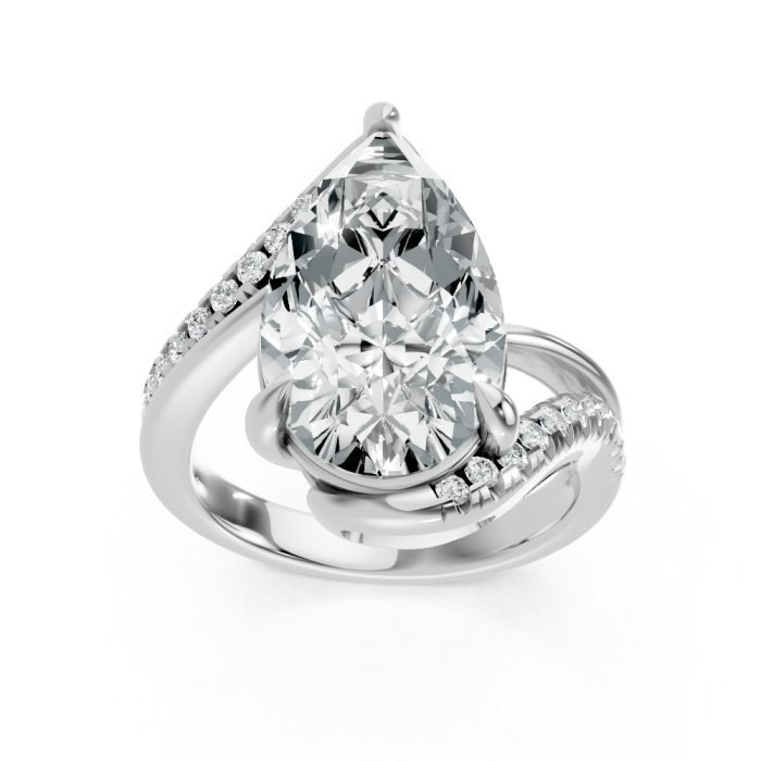 Pear Shape 14K White Gold Fashion Bridal Ring