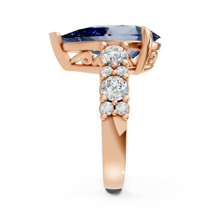 Pear Shape 14K White Gold Gems Statement Ring