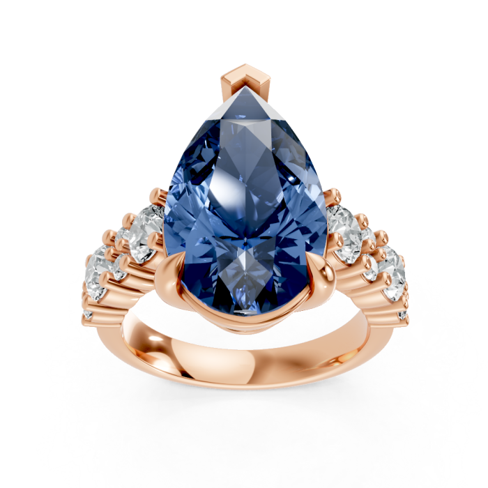 Pear Shape 14K White Gold Gems Statement Ring