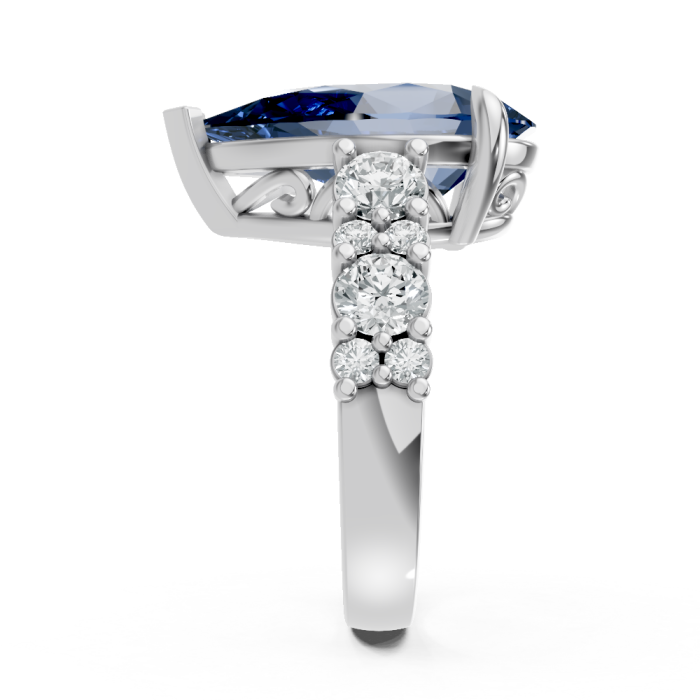 Pear Shape 14K White Gold Gems Statement Ring