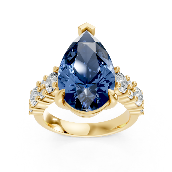 Pear Shape 14K White Gold Gems Statement Ring