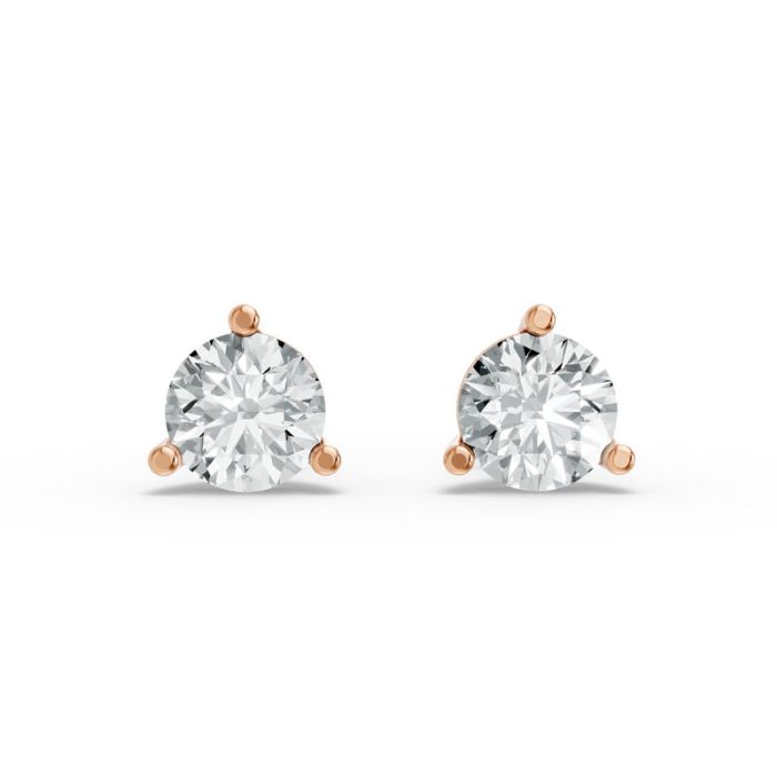 3 Prong Solitaire Earrings
