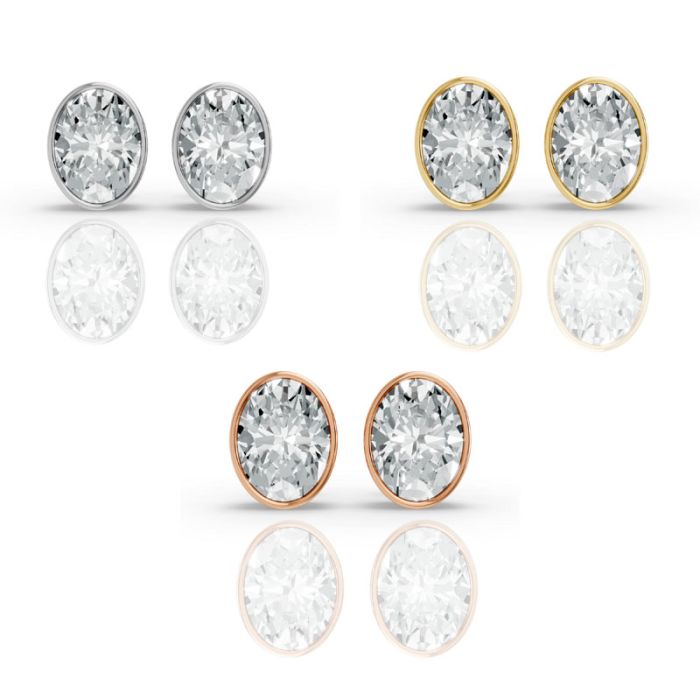Bezel Set Solitaire Earrings