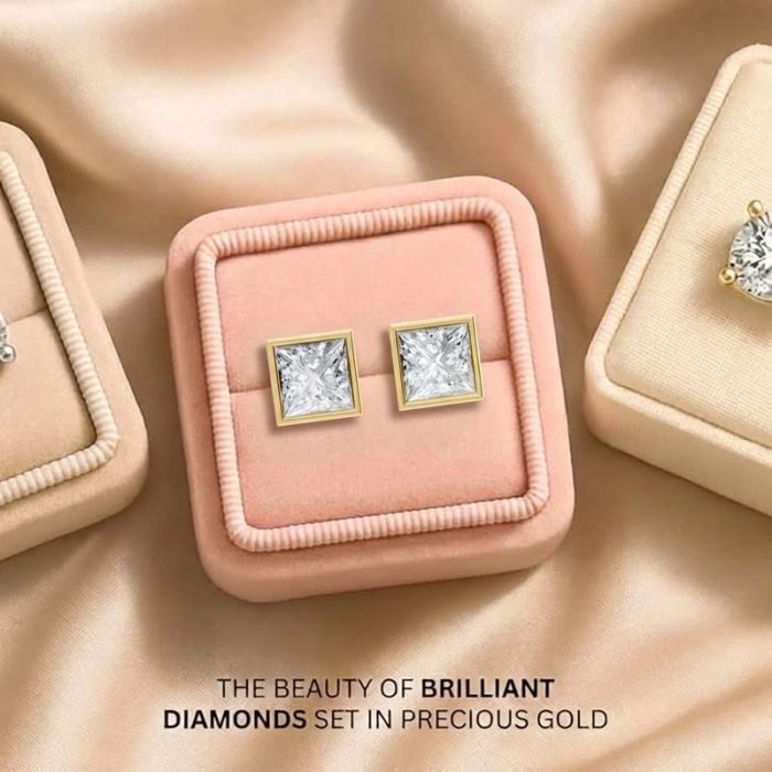 Bezel Set Solitaire Earrings