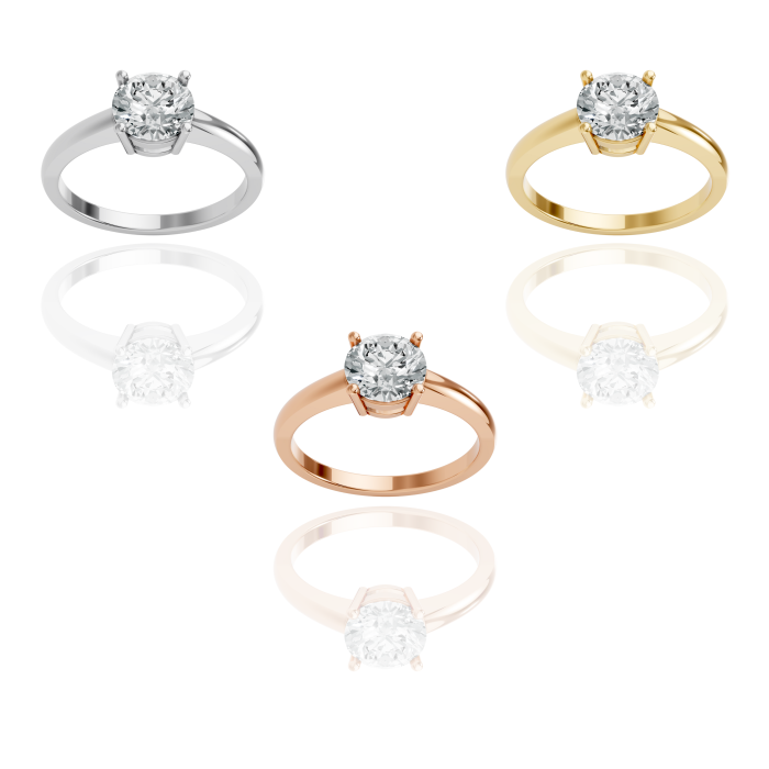 Round Shape 14K Rose Gold 4 Prong Solitaire Ring in Lab Grown Diamonds
