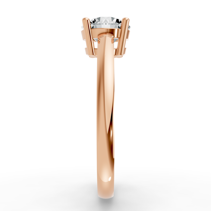 Round Shape 14K Rose Gold 4 Prong Solitaire Ring in Lab Grown Diamonds