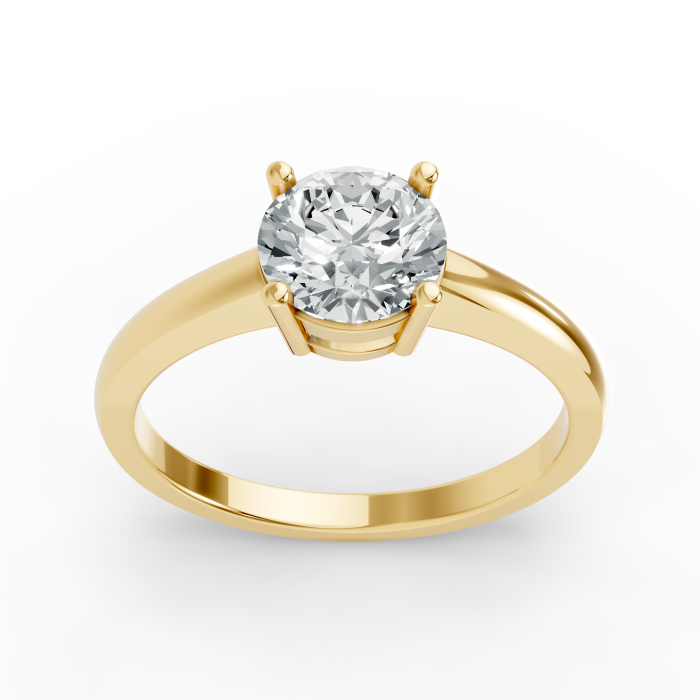 Round Shape 14K Rose Gold 4 Prong Solitaire Ring in Lab Grown Diamonds