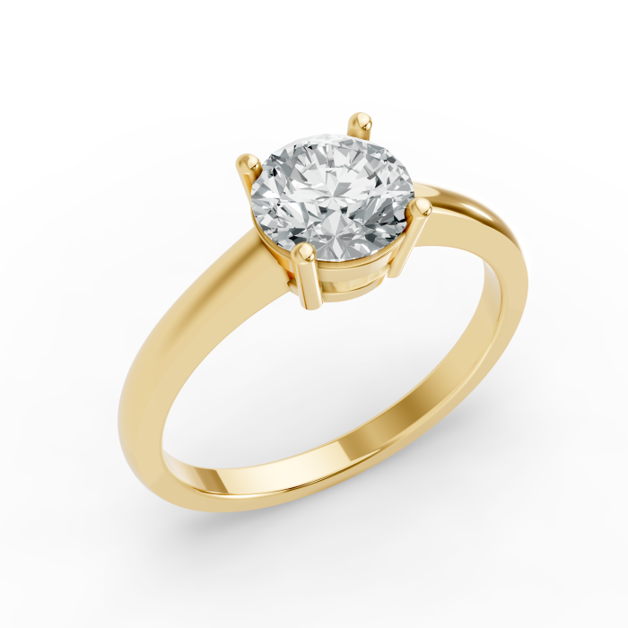 Round Shape 14K Rose Gold 4 Prong Solitaire Ring in Lab Grown Diamonds