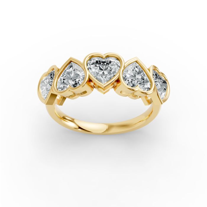 Heart Shape Diamond Anniversary Band in Gold