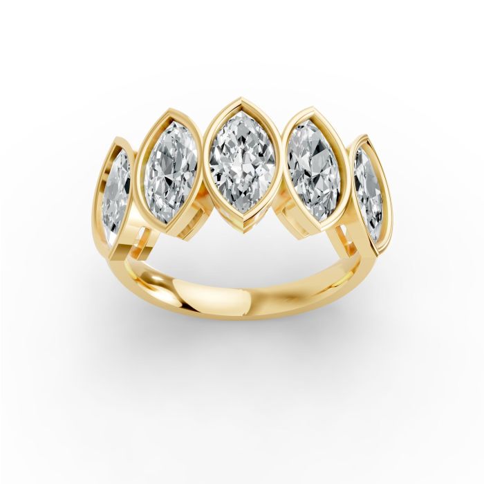 Marquise Shape Diamond Anniversary Band in Gold