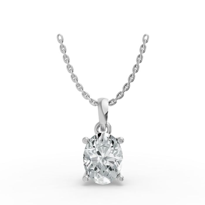 2CTW Oval Shape Lab Grown Diamond 4-prong Pendant in 14K Rose Gold