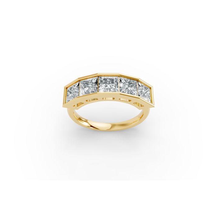Princess Shape Diamond Anniversary Band in Gold