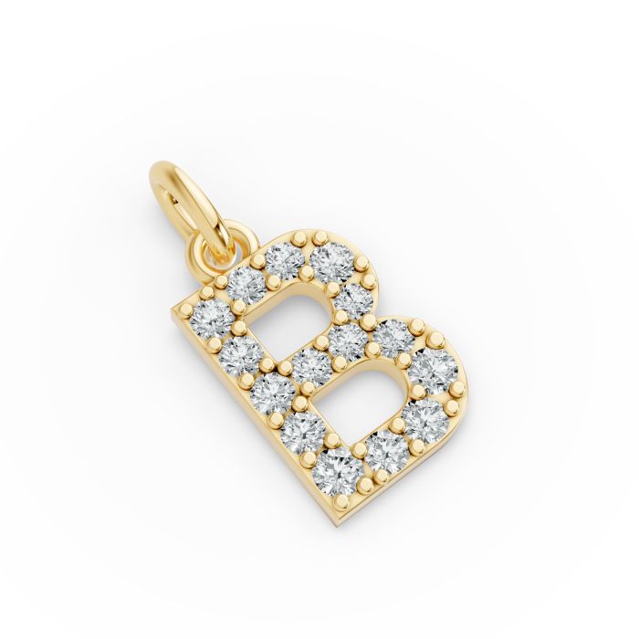 Round Shape Diamond Alphabet Collection in Gold