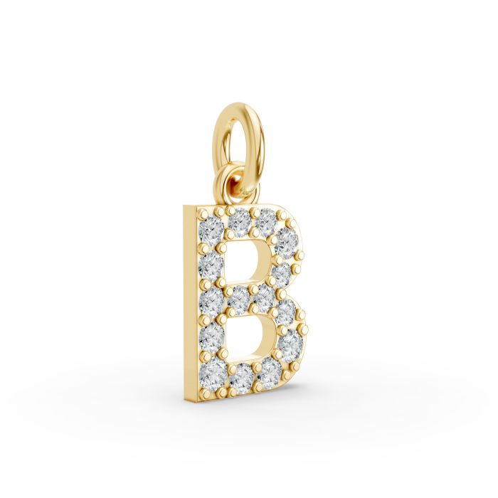 Round Shape Diamond Alphabet Collection in Gold